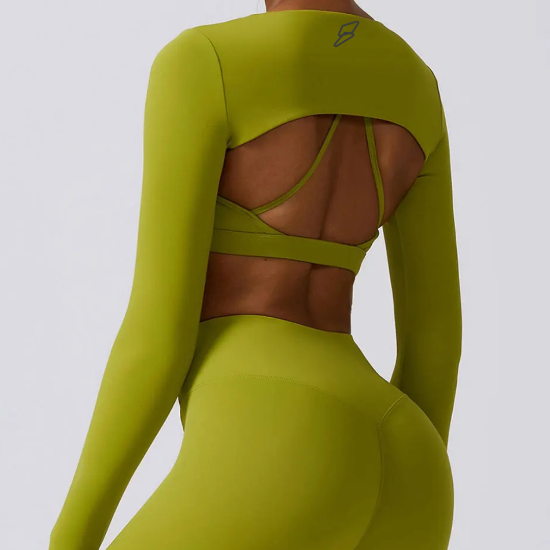 Seamless Set Lyvella Move Sculpt — Padded Long‑Sleeve Crop Top (One Piece)