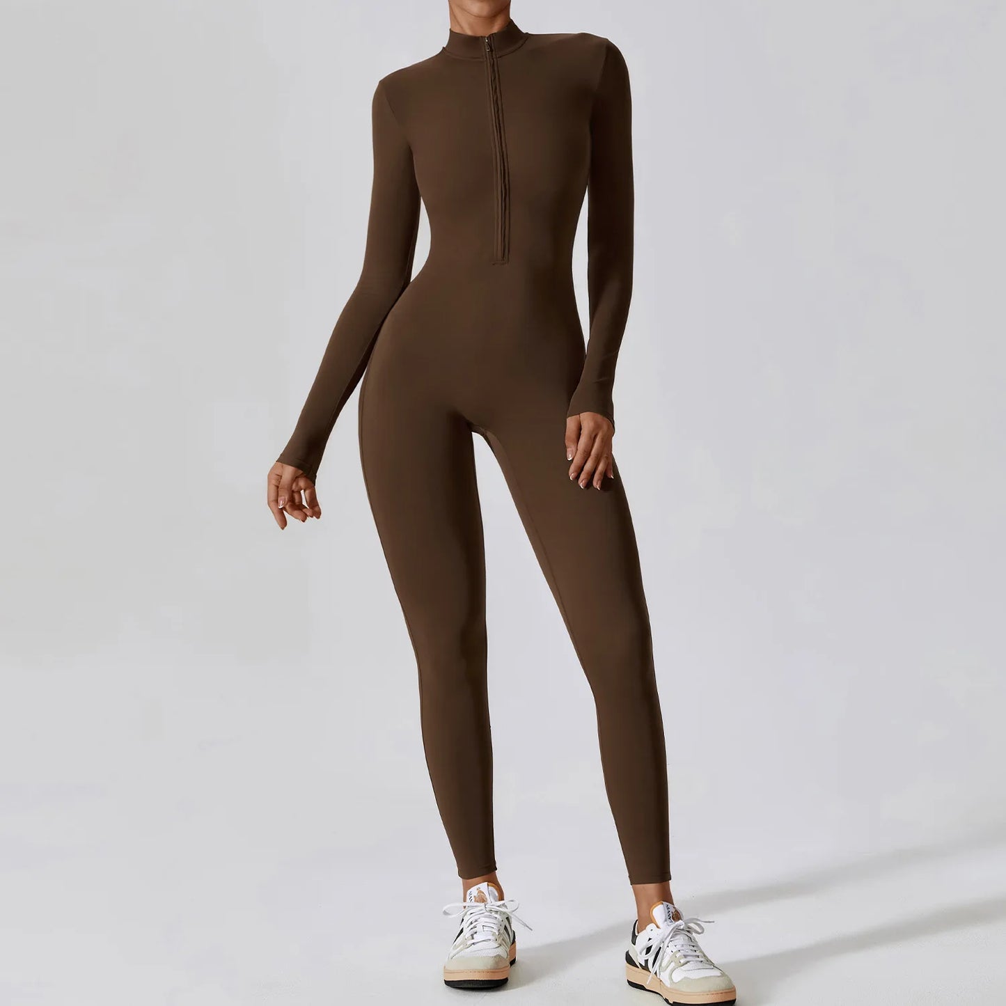 Seamless Set Lyvella Move Sculpt — Zip-Front Long-Sleeve Jumpsuit (One Piece)
