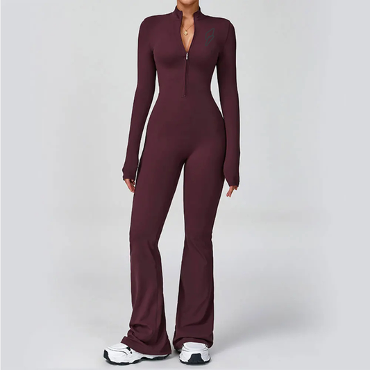 Seamless Set Lyvella Move Sculpt — Zip-Front Long-Sleeve Jumpsuit (One Piece)