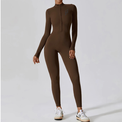 Seamless Set Lyvella Move Sculpt — Zipper Long-Sleeve Jumpsuit (One Piece)