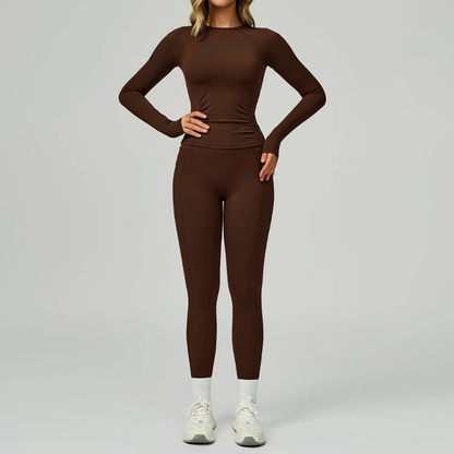 Seamless Set Lyvella Move Sculpt — Quick-Dry Long-Sleeve Top + Leggings