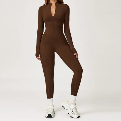 Seamless Set Lyvella Move Sculpt — Long-Sleeve Zip Jumpsuit (One Piece)