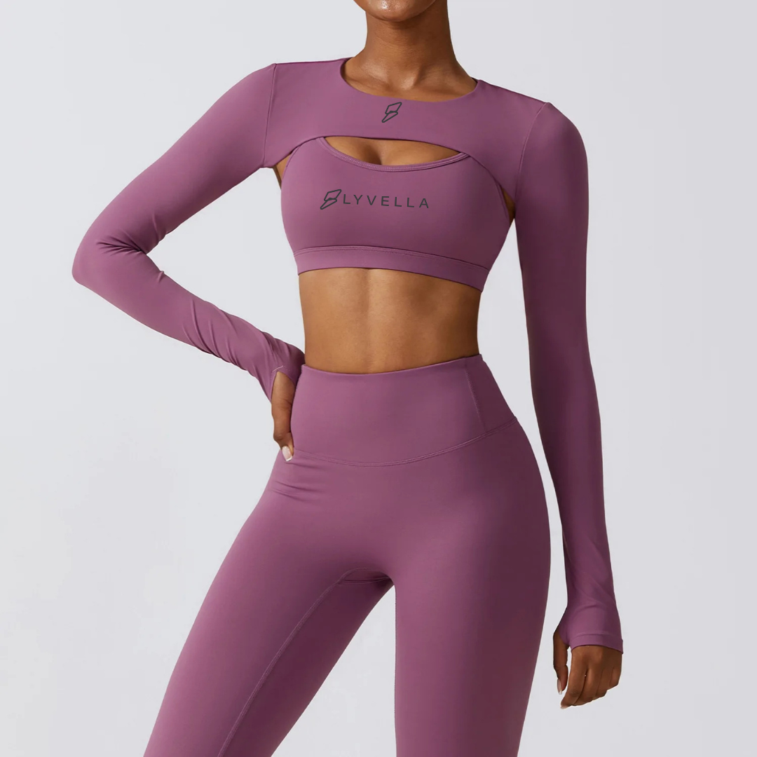 Seamless Set Lyvella Move Sculpt — Padded Long‑Sleeve Crop Top (One Piece)