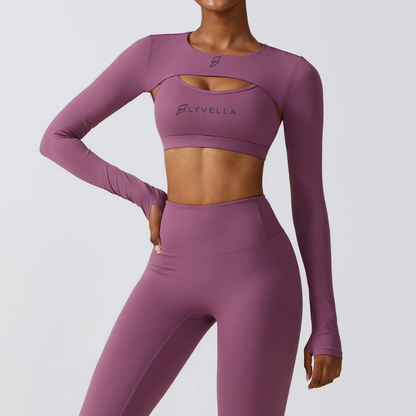 Seamless Set Lyvella Move Sculpt — Padded Long‑Sleeve Crop Top (One Piece)