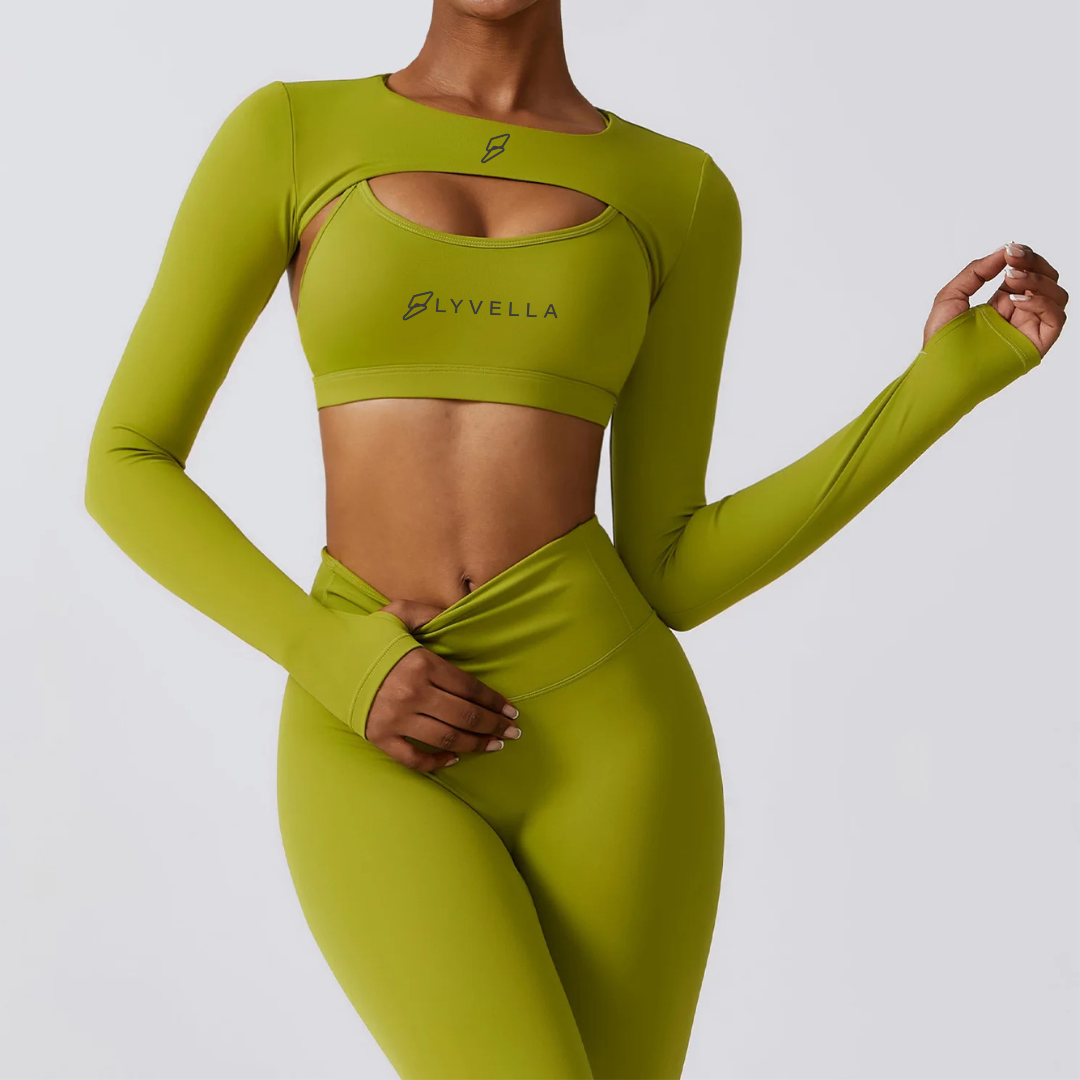 Seamless Set Lyvella Move Sculpt — Padded Long‑Sleeve Crop Top (One Piece)