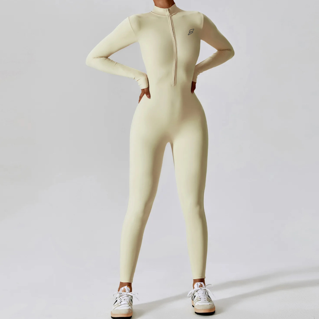 Seamless Set Lyvella Move Sculpt — Zip-Front Long-Sleeve Jumpsuit (One Piece)