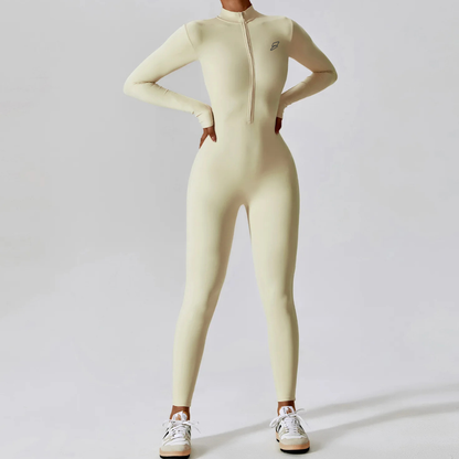 Seamless Set Lyvella Move Sculpt — Zip-Front Long-Sleeve Jumpsuit (One Piece)