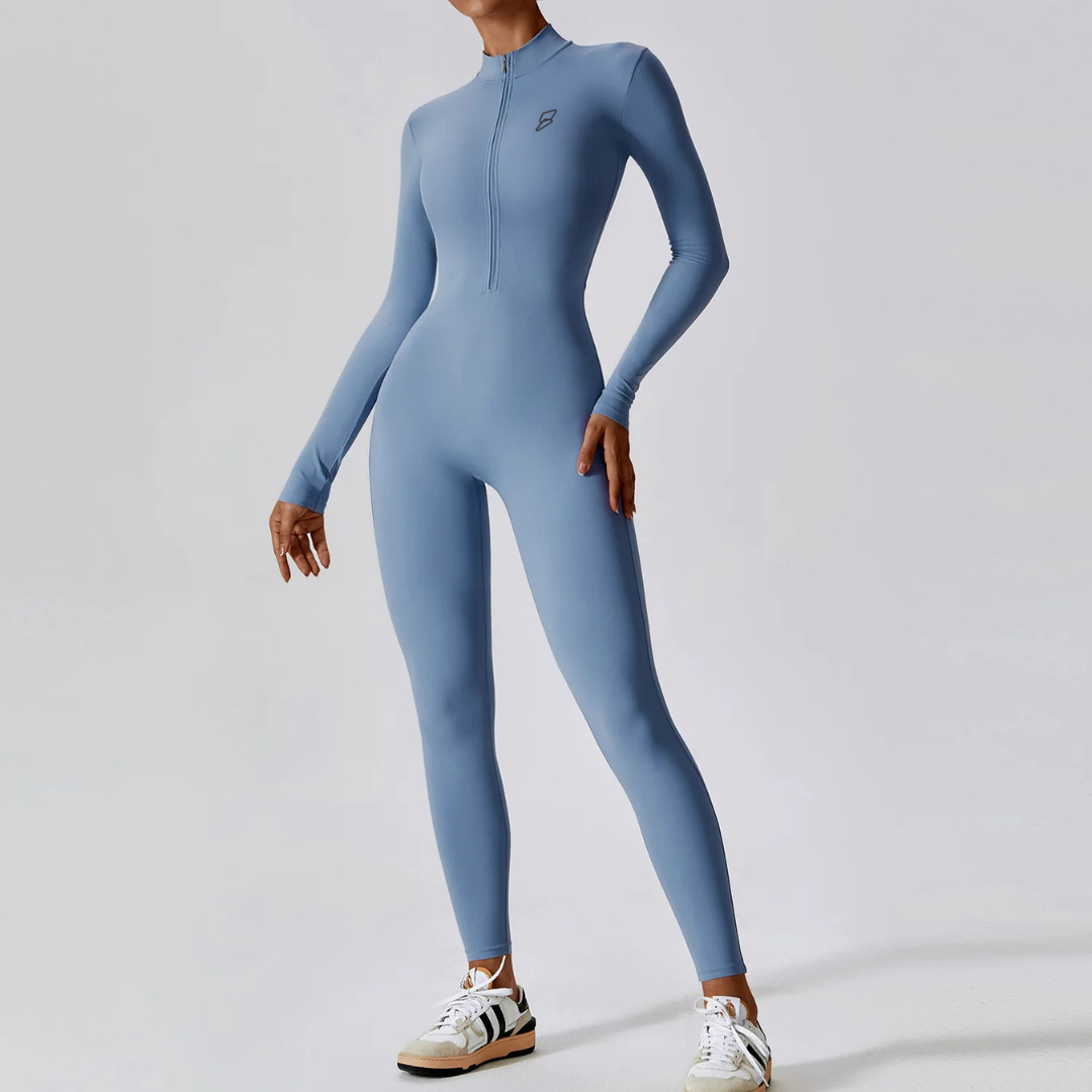 Seamless Set Lyvella Move Sculpt — Zip-Front Long-Sleeve Jumpsuit (One Piece)
