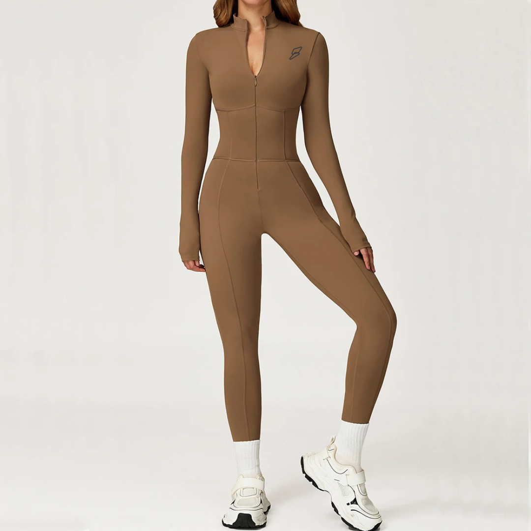 Seamless Set Lyvella Move Sculpt — Long-Sleeve Zip Jumpsuit (One Piece)