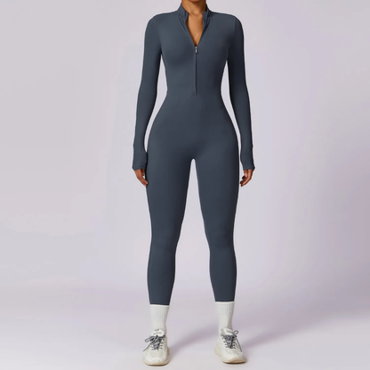 Seamless Set Lyvella Move Sculpt — Zipper Long-Sleeve Jumpsuit (One Piece)