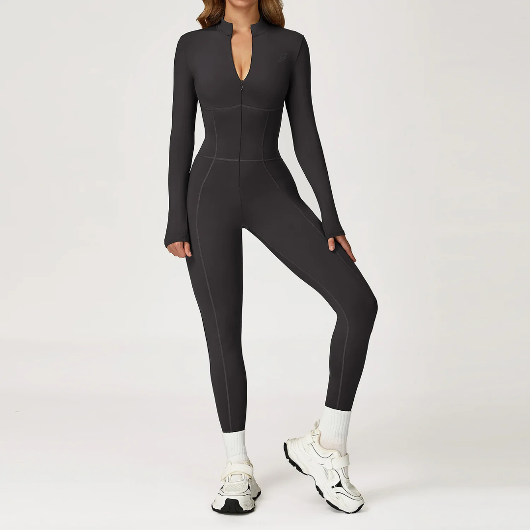 Seamless Set Lyvella Move Sculpt — Long-Sleeve Zip Jumpsuit (One Piece)
