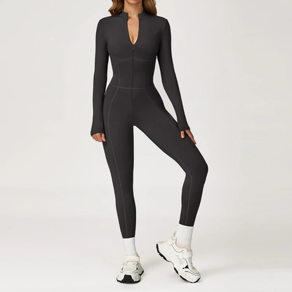 Seamless Set Lyvella Move Sculpt — Long-Sleeve Zip Jumpsuit (One Piece)