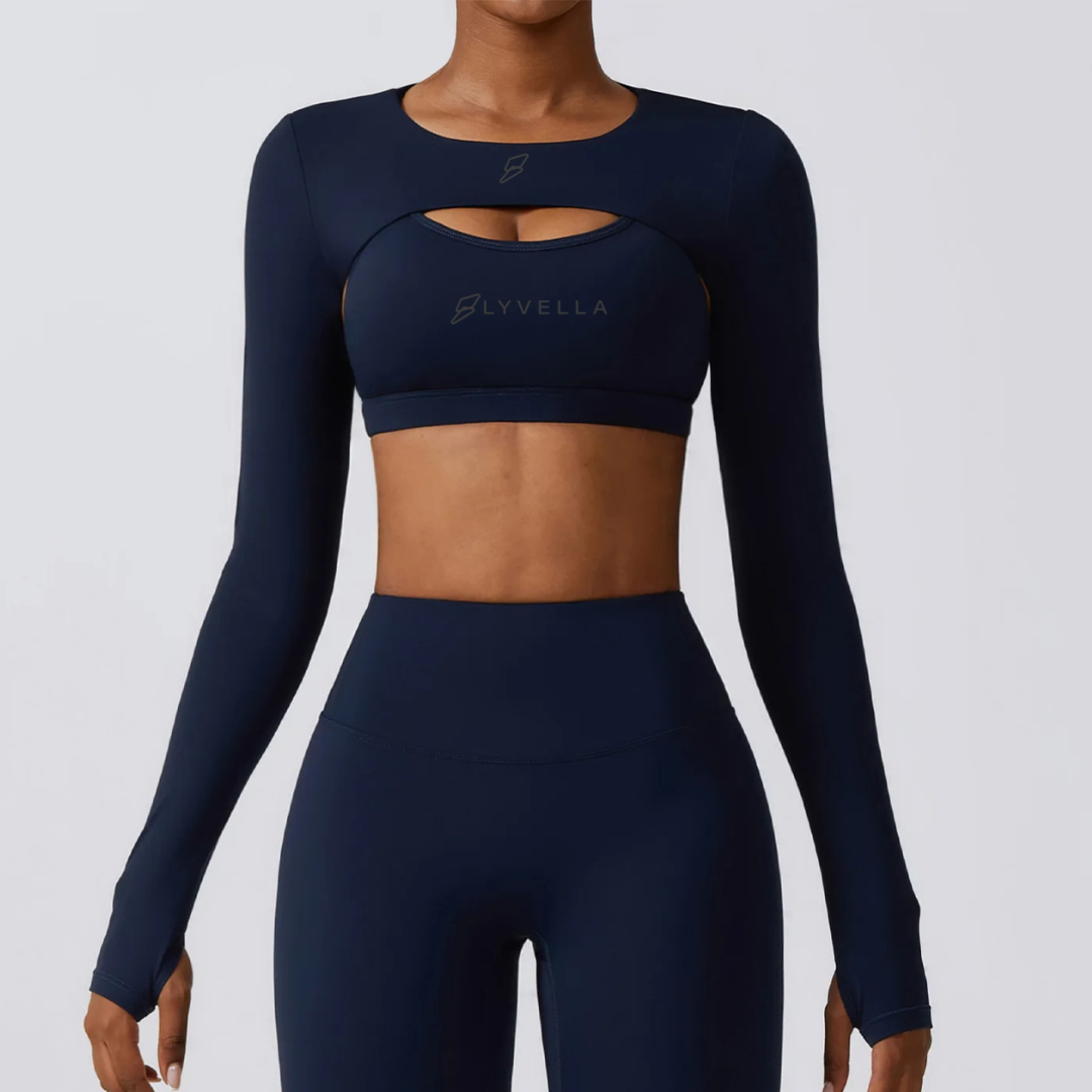 Seamless Set Lyvella Move Sculpt — Padded Long‑Sleeve Crop Top (One Piece)