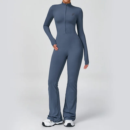 Seamless Set Lyvella Move Sculpt — Zip-Front Long-Sleeve Jumpsuit (One Piece)