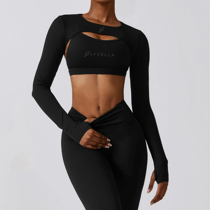 Seamless Set Lyvella Move Sculpt — Padded Long‑Sleeve Crop Top (One Piece)