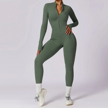 Seamless Set Lyvella Move Sculpt — Zipper Long-Sleeve Jumpsuit (One Piece)