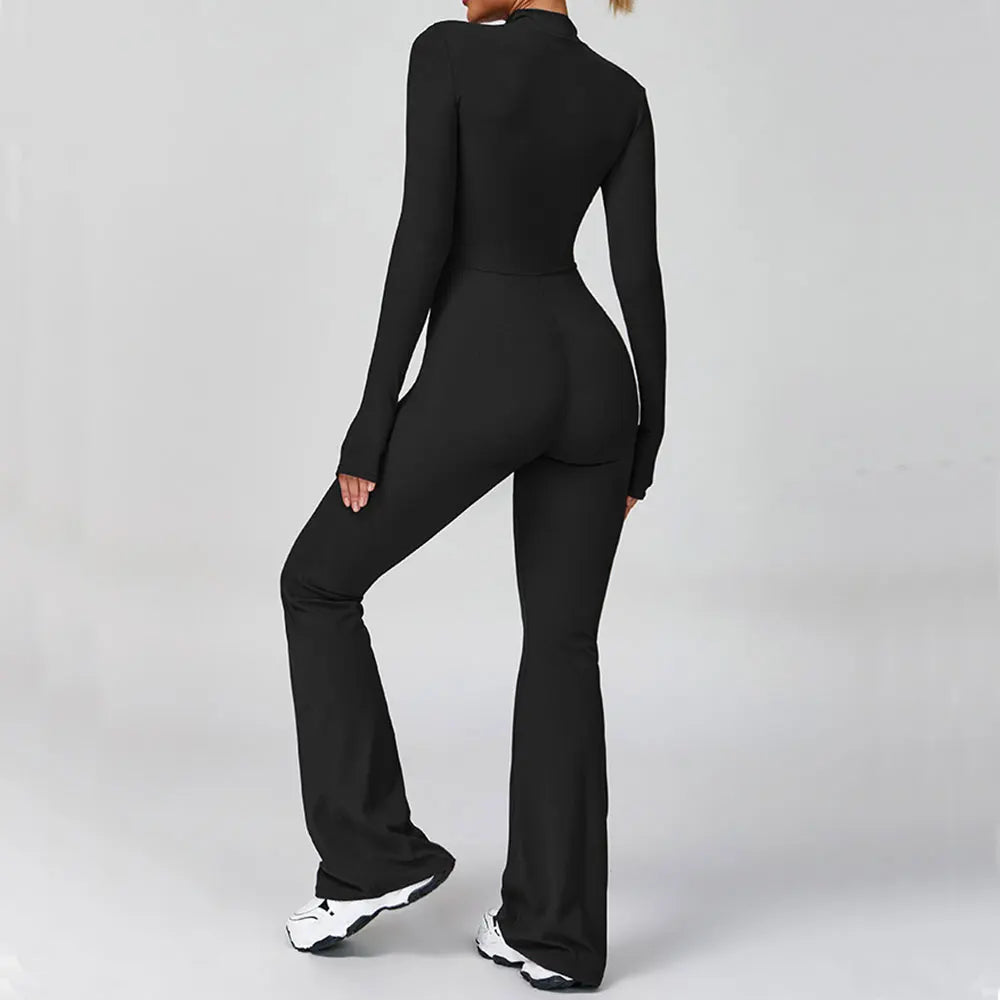 Seamless Set Lyvella Move Sculpt — Zip-Front Long-Sleeve Jumpsuit (One Piece)
