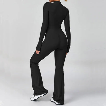 Seamless Set Lyvella Move Sculpt — Zip-Front Long-Sleeve Jumpsuit (One Piece)