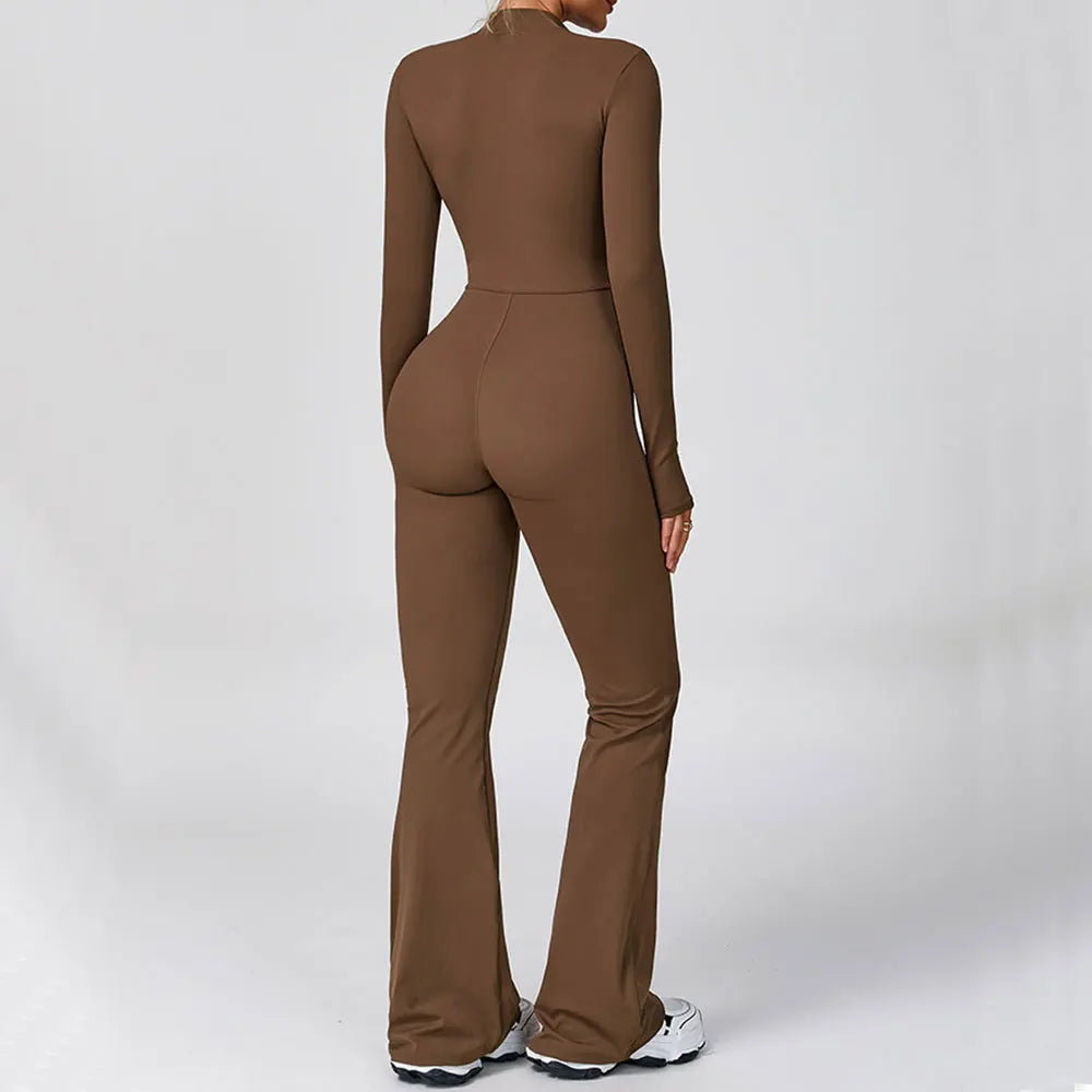 Seamless Set Lyvella Move Sculpt — Zip-Front Long-Sleeve Jumpsuit (One Piece)