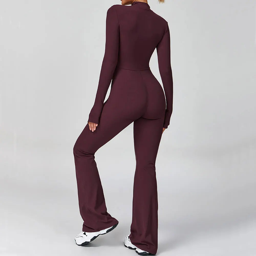 Seamless Set Lyvella Move Sculpt — Zip-Front Long-Sleeve Jumpsuit (One Piece)