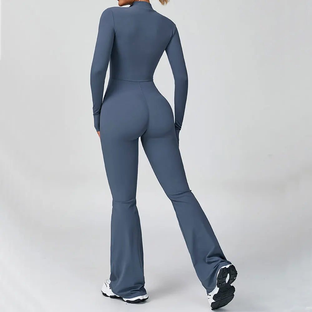 Seamless Set Lyvella Move Sculpt — Zip-Front Long-Sleeve Jumpsuit (One Piece)