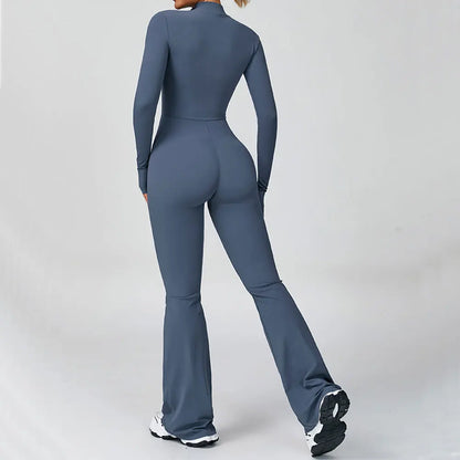 Seamless Set Lyvella Move Sculpt — Zip-Front Long-Sleeve Jumpsuit (One Piece)